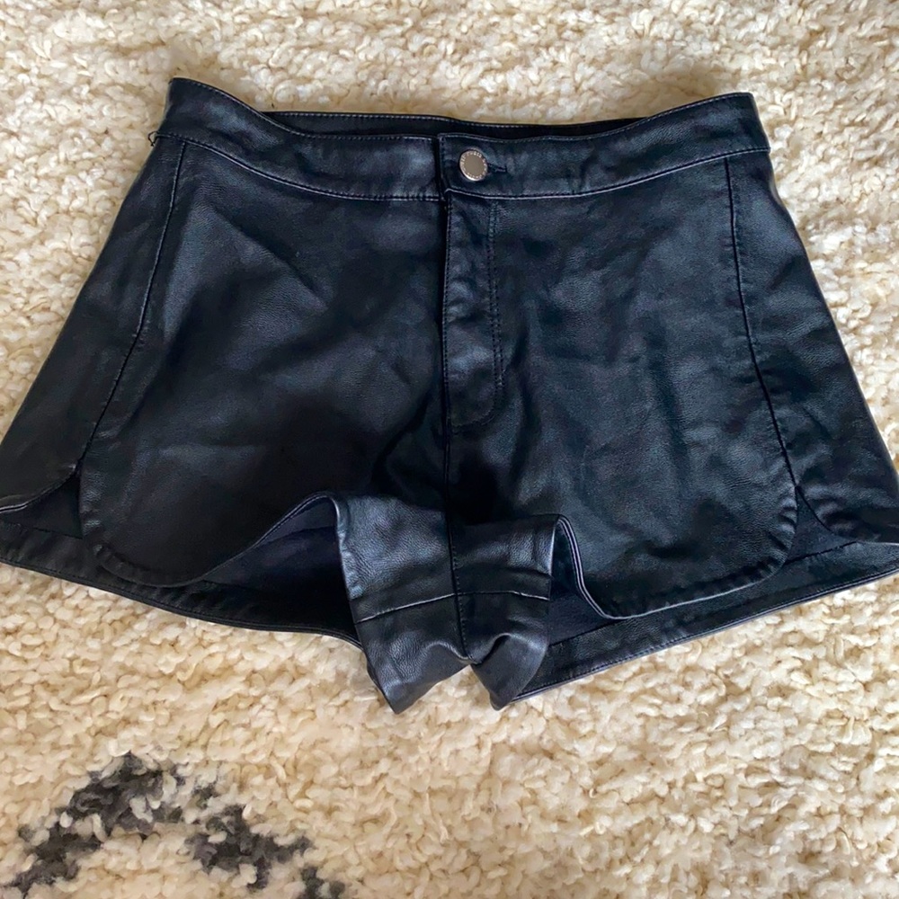 H&M highrise leather shorts